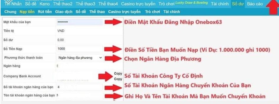 Điền thông tin như hình để hoàn tất việc nạp tiền